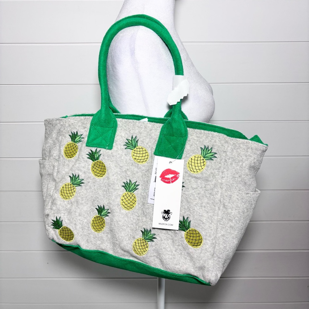 Wildfox Pineapple Gray‎ and Green Crossbody Bag with Adjustable Strap